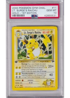 LT. Surge's Raichu 11/132 1st Edition PSA 10